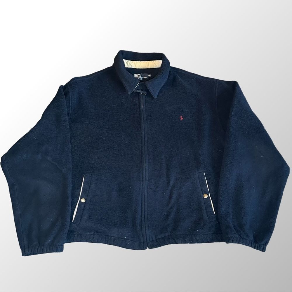 Polo Ralph Lauren Jacket Men's XXL Vintage 1990s Navy Polartec Fleece Harrington